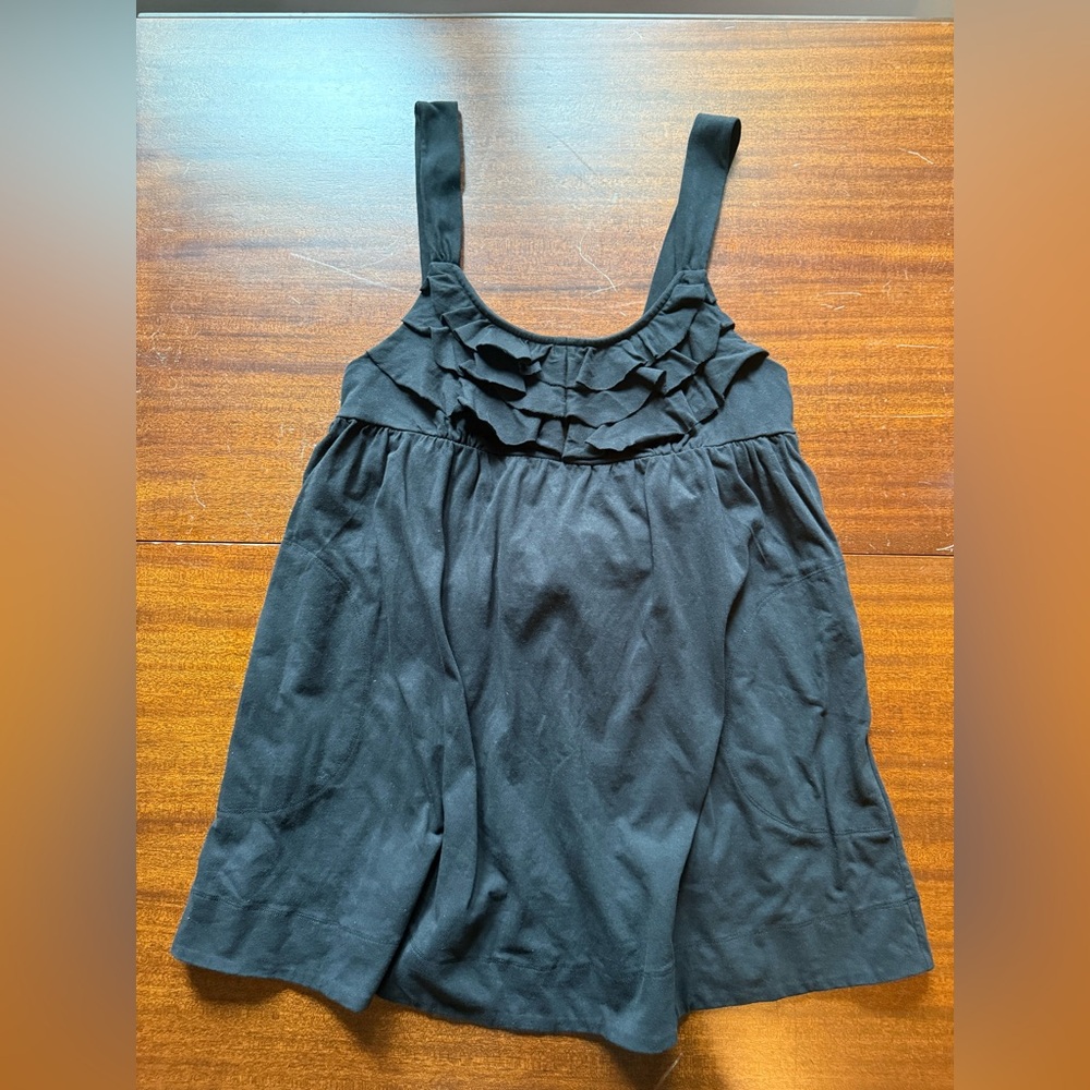 Free People Beach Valley Mini Dress Black Ruffle Tie Back-XL- NWOT